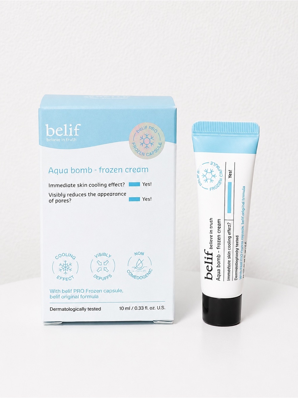 belif Aqua Bomb Frozen Cream - Light Blue Cooling Face Gel